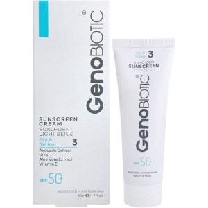 ژنو بایوتیک کرم ضدآفتاب SPF50 بی رنگ پوست خشک و معمولی GenoBIOTIC