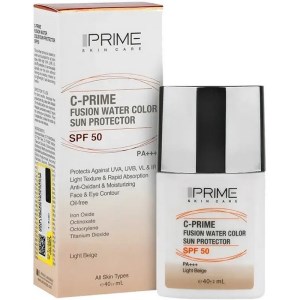 کرم ضدافتاب فلوئید SPF50 بی رنگ 40میل فیوژن واتر حاوی ویتامین سی پرایم PRIME