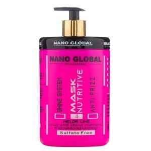 نانوگلوبال ماسک مو آنتی فریز مناسب موهای فر بدون سولفات 1000میل (صورتی) NANO GLOBAL