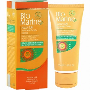 بایومارین کرم ضد افتاب 50میل فاقد چربی SPF50 بدون رنگ مناسب پوست های چرب و جوشدار Bio Marine
