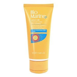 بایومارین کرم ضد افتاب 50میل رطوبت رسان SPF50 بدون رنگ مناسب پوست های خشک و دهیتراته Bio Marine
