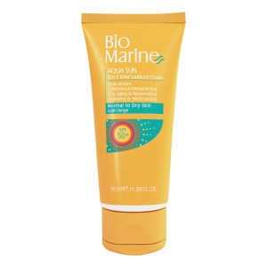 بایومارین کرم ضد افتاب 50میل روشن کننده و ضدچروک SPF50 فاقد چربی کرم پودری بژ روشن مناسب پوست های چرب و مختلط Bio Marine