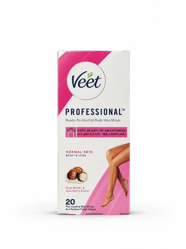 چسب موبر بدن 20عددی ویت با روغن شی باتر و آکای بری مناسب پوست نرمال Veet