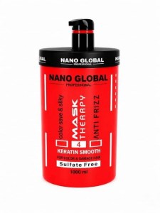 ماسک مو 1000میل داخل حمام قرمز نانوگلوبال مناسب موهای رنگ شده و آسیب دیده NANO GLOBAL