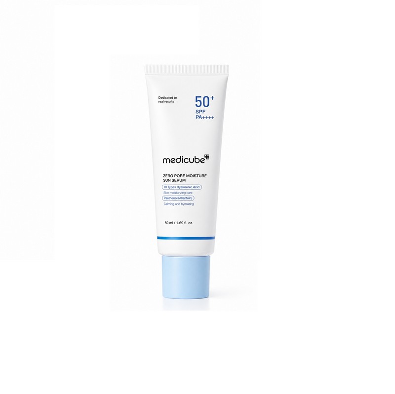 ضدآفتاب آبرسان و کنترل کننده منافذ 50میل SPF50 حاوی هیالورونیک اسید مدیکیوب medicube مدل ZERO PORE MOISTURE SUN SERUM