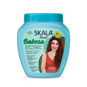 ماسک و کرم مو حالت دهنده و آبرسان عمیق آبی 1000میل اسکالا SKALA مدل Babosa مناسب مو فر