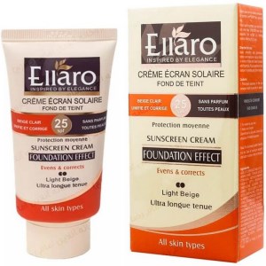 کرم ضدافتاب SPF25 کرم پودری رنگی بژ روشن مناسب انواع پوست Ellaro