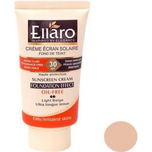 کرم ضدافتاب SPF30 فاقد چربی کرم پودری رنگی بژ روشن مناسب پوست چرب Ellaro